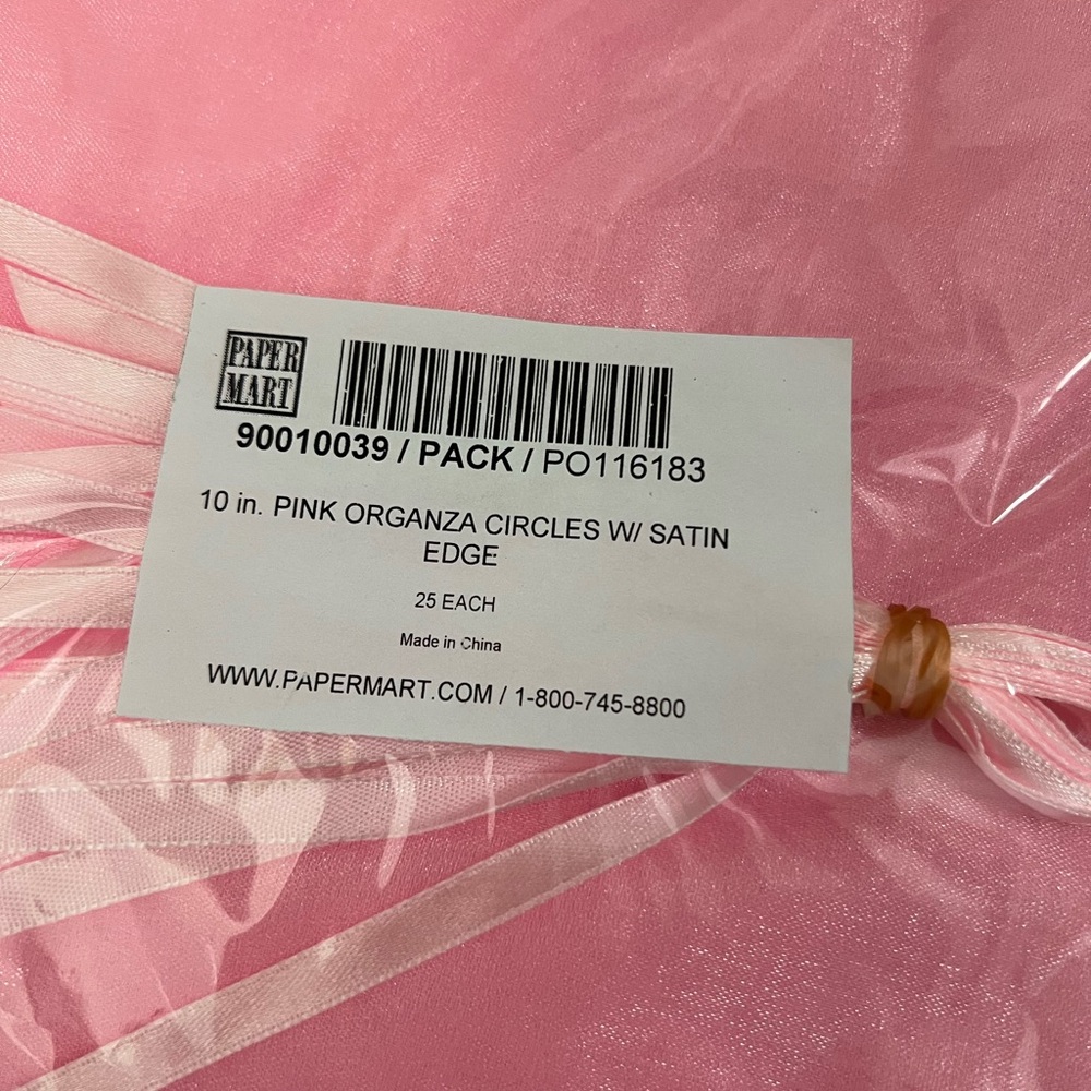 Papermart Pink Organza Circles with Satin Edge